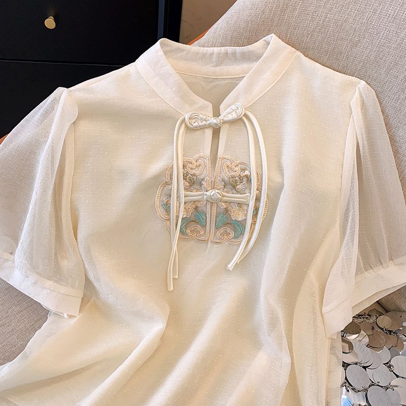 Women's Embroidered Chiffon Shirt Summer