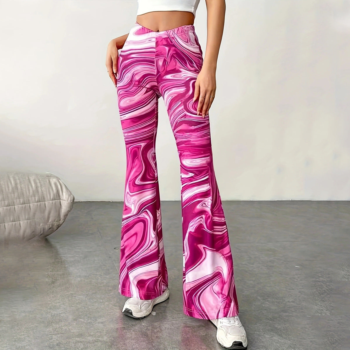 Women's Casual Wide Leg Print Bootcut Pants