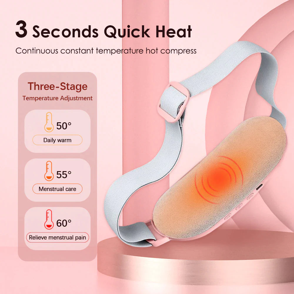 Menstrual Cycle Cramp Massager With Vibrating Heating Belt for Menstrual Relief and Pain Management Fits Around The Waist, Warms The Stomach Great Gift Idea,  Rechargeable