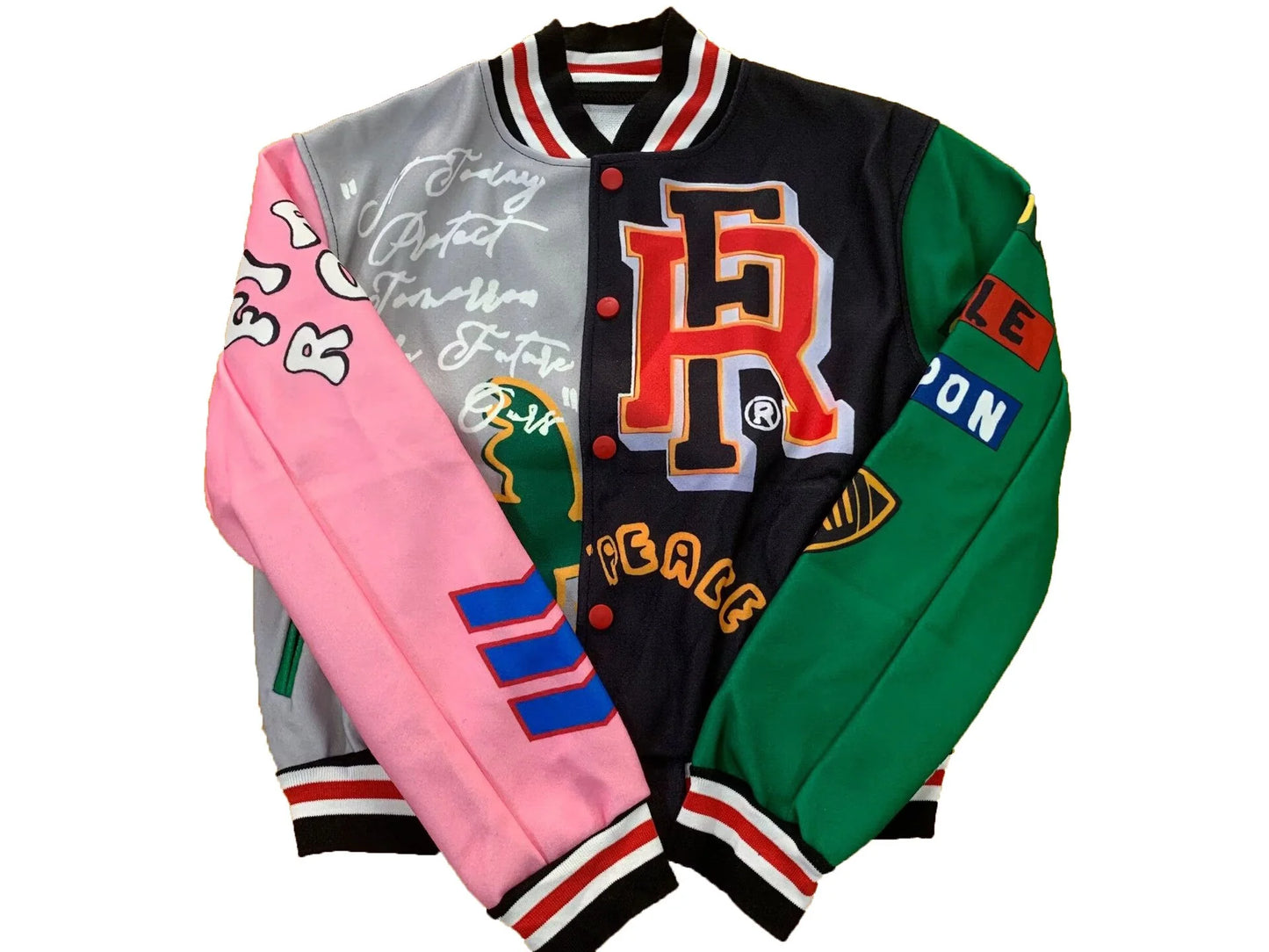 Women Crop Cut Varsity Print Baseball Jacket, Letterman Style Jacket, Streetwear Racing Coat