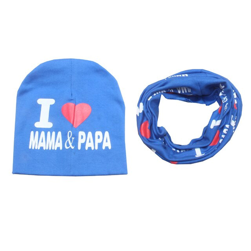 Baby Hat & Scarf Set, 2 Piece I Love Mama & Papa, Children's Winter Wear, Boys And Girls