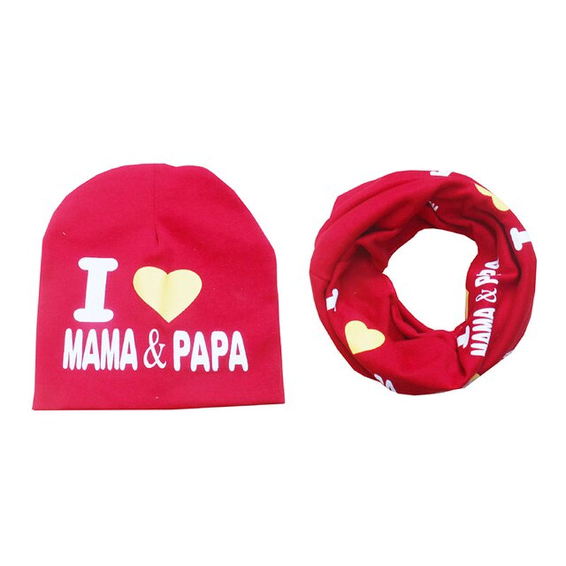 Baby Hat & Scarf Set, 2 Piece I Love Mama & Papa, Children's Winter Wear, Boys And Girls