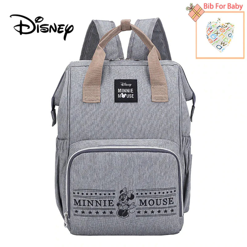 Disney Gray Sturdy Baby Diaper Bag Large Capacity Multifunctional Stroller Insulation Bags For Baby Storage, Backpack and Diaper Bag