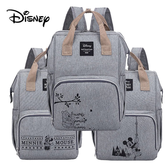 Disney Gray Sturdy Baby Diaper Bag Large Capacity Multifunctional Stroller Insulation Bags For Baby Storage, Backpack and Diaper Bag