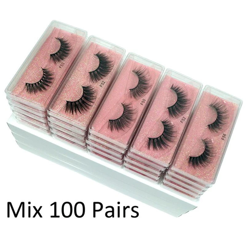 3D Natural Mink Eyelashes, Bulk Wholesale 30/50/100/200 Pcs Fluffy False Eyelashes in Bulk