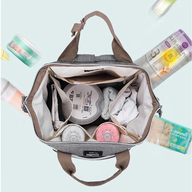 Disney Gray Sturdy Baby Diaper Bag Large Capacity Multifunctional Stroller Insulation Bags For Baby Storage, Backpack and Diaper Bag