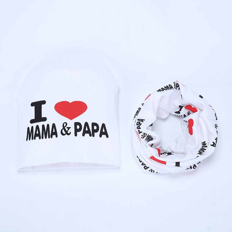 Baby Hat & Scarf Set, 2 Piece I Love Mama & Papa, Children's Winter Wear, Boys And Girls