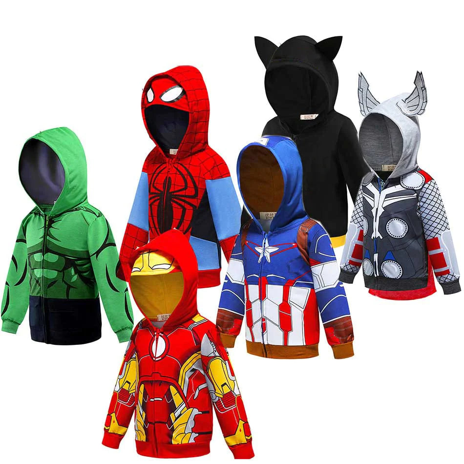 Children's Superheroes Hoodie Cartoon Sweatshirt Boys & Girls, Spring Autumn Attire, Cape Crusader Fun!