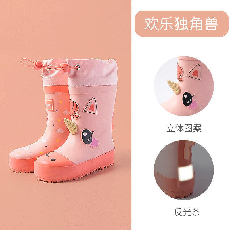 Unicorn Kids Rain Boots Boy Girl Waterproof Shoes New Cartoon Printed Fashion Children'S Rubber Boots Non-Slip Baby Water Shoes