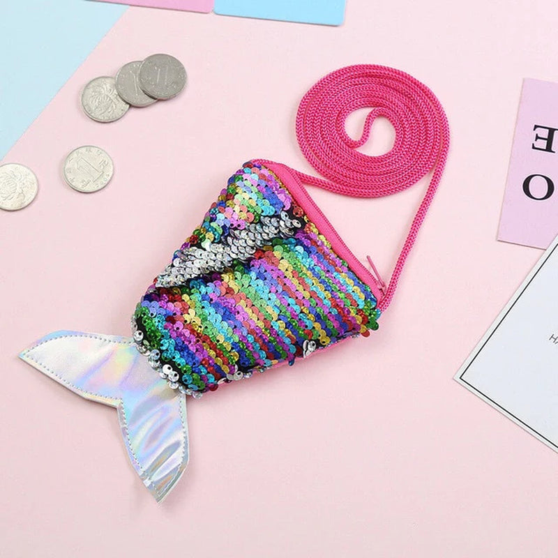 Girl's Women Mermaid Tail Sequins Crossbody Bag and Coin Purse, Card Holder and Wallet, Great Gift Idea!