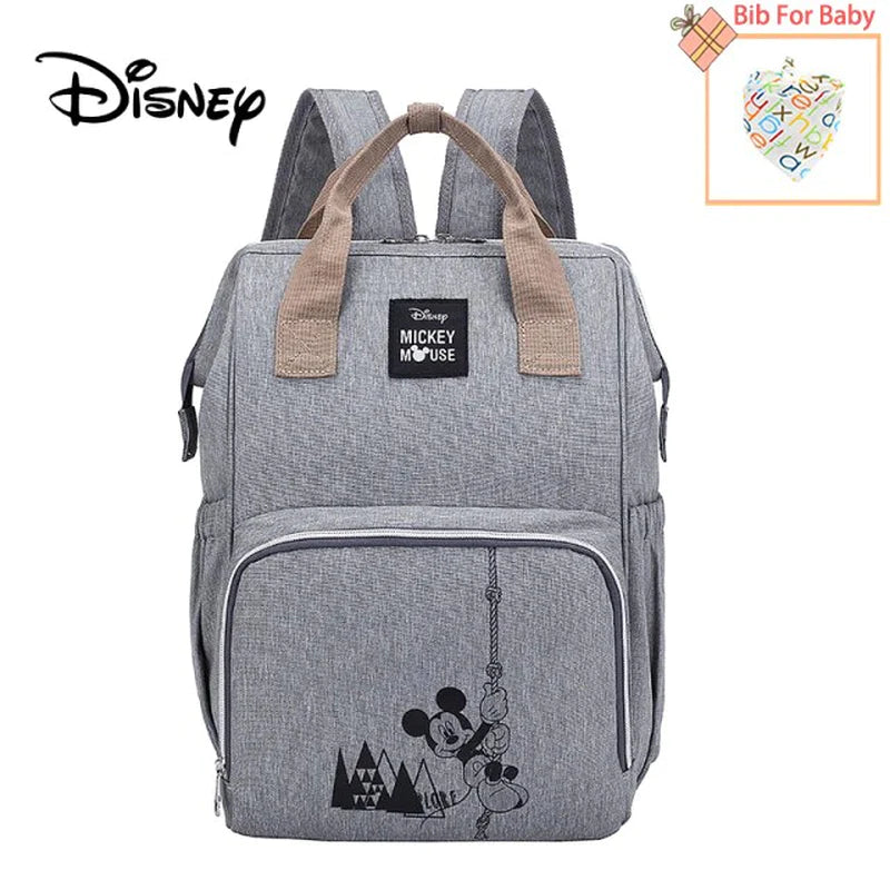 Disney Gray Sturdy Baby Diaper Bag Large Capacity Multifunctional Stroller Insulation Bags For Baby Storage, Backpack and Diaper Bag