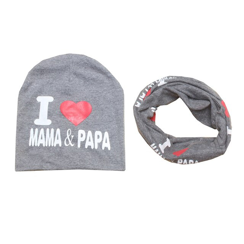 Baby Hat & Scarf Set, 2 Piece I Love Mama & Papa, Children's Winter Wear, Boys And Girls