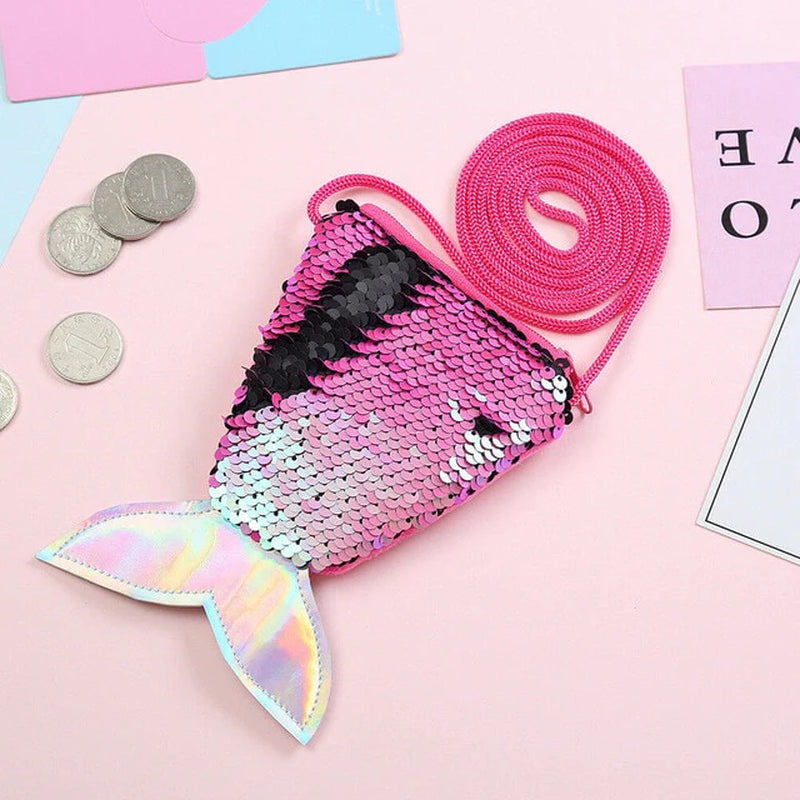 Girl's Women Mermaid Tail Sequins Crossbody Bag and Coin Purse, Card Holder and Wallet, Great Gift Idea!