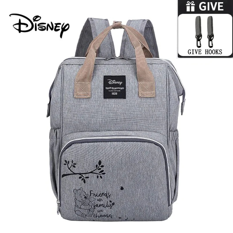 Disney Gray Sturdy Baby Diaper Bag Large Capacity Multifunctional Stroller Insulation Bags For Baby Storage, Backpack and Diaper Bag