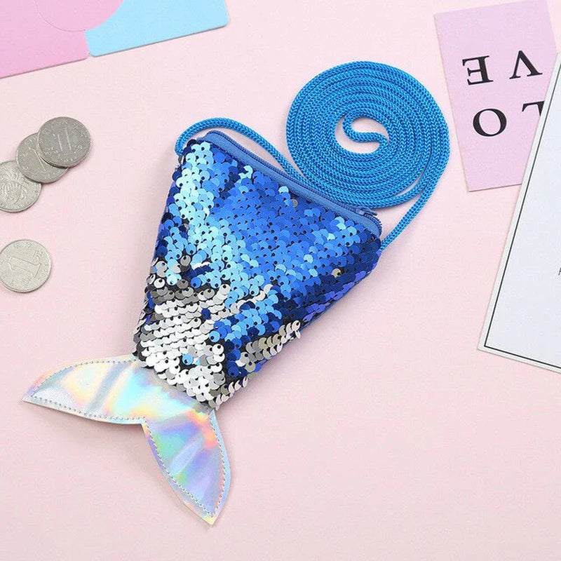 Girl's Women Mermaid Tail Sequins Crossbody Bag and Coin Purse, Card Holder and Wallet, Great Gift Idea!