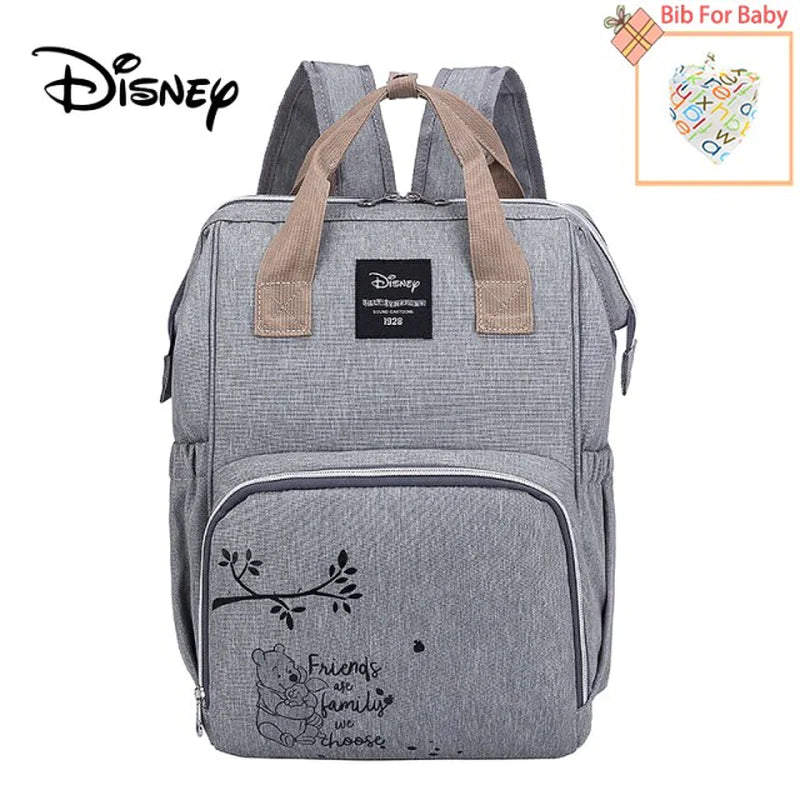 Disney Gray Sturdy Baby Diaper Bag Large Capacity Multifunctional Stroller Insulation Bags For Baby Storage, Backpack and Diaper Bag