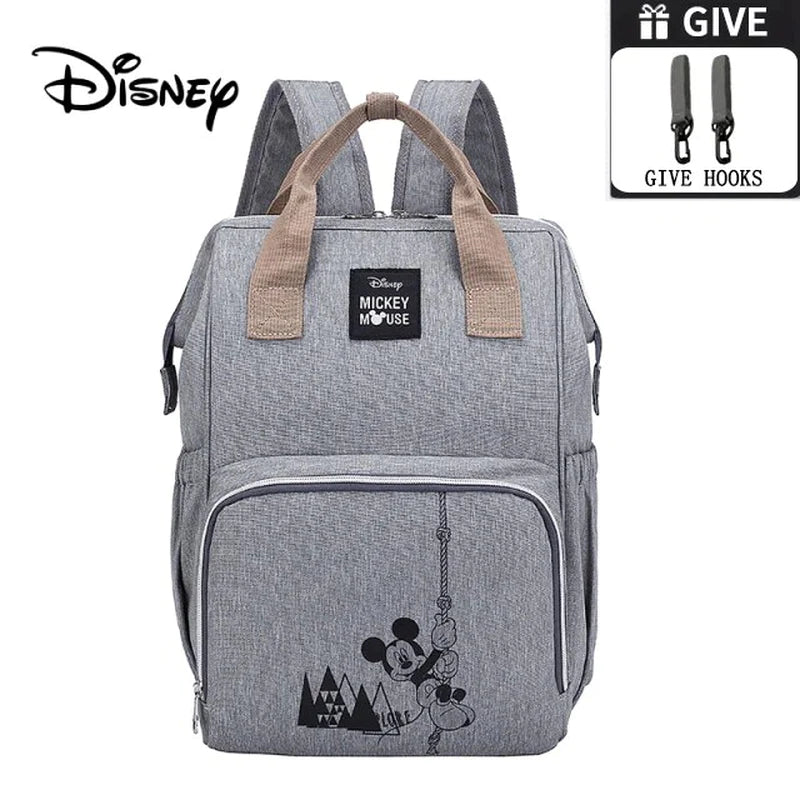 Disney Gray Sturdy Baby Diaper Bag Large Capacity Multifunctional Stroller Insulation Bags For Baby Storage, Backpack and Diaper Bag