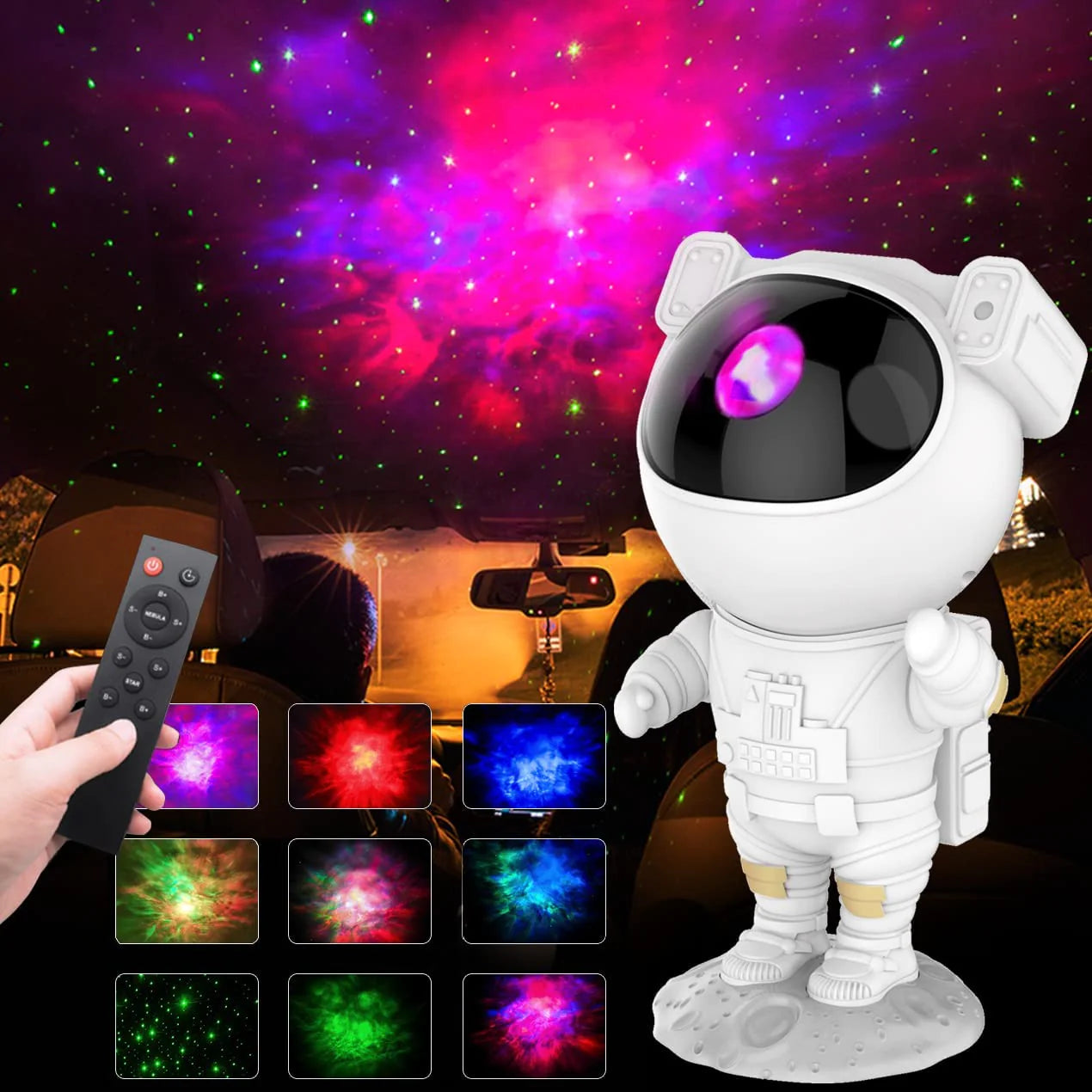 Astronaut Projector for Children, Nebula Galaxy Light for Adults or Children, Remote Control 360°Adjustable Design.