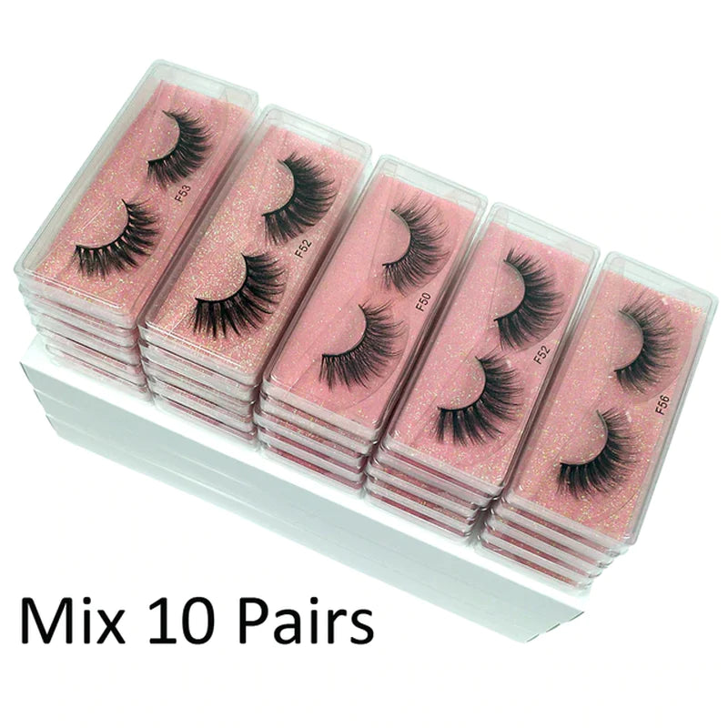 3D Natural Mink Eyelashes, Bulk Wholesale 30/50/100/200 Pcs Fluffy False Eyelashes in Bulk