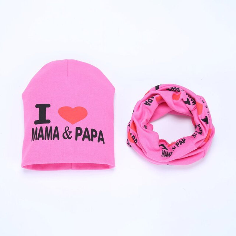 Baby Hat & Scarf Set, 2 Piece I Love Mama & Papa, Children's Winter Wear, Boys And Girls